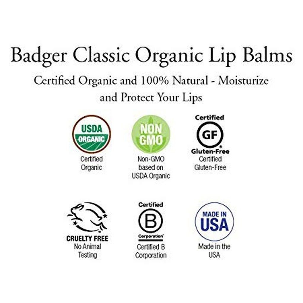 Son Dưỡng Môi Mềm Thiên Nhiên Hữu Cơ USDA Organic Lành Tính Không Màu Không Mùi BADGER - Classic Unscented Lip Balm 4.2g