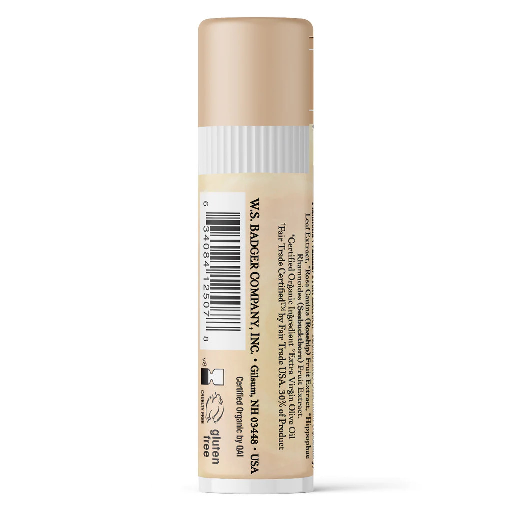 Son Dưỡng Hữu Cơ Mềm Dịu Môi Vanilla Bean Cocoa Butter BADGER USDA Organic Lip Balm Thiên Nhiên An Toàn Mẹ Bầu Em Bé