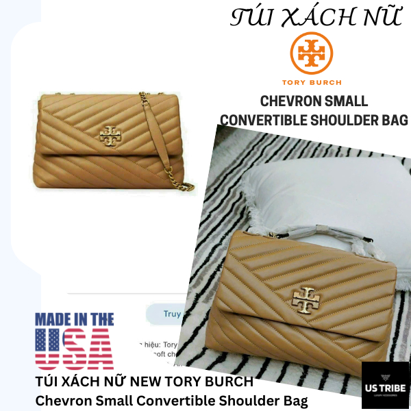 (Fullbox) Túi Xách Nữ TORY BURCH KIRA CHEVRON SMALL CONVERTIBLE SHOULDER BAG in Caramel