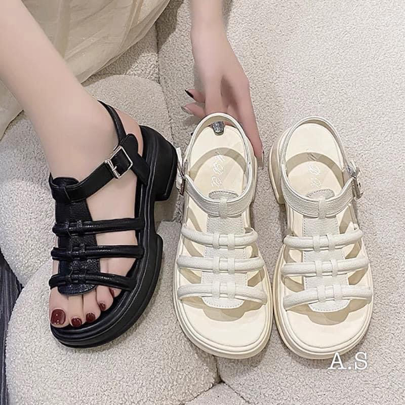 Sandal nữ 3 dây ngang đế cao su 5cm mã TH80