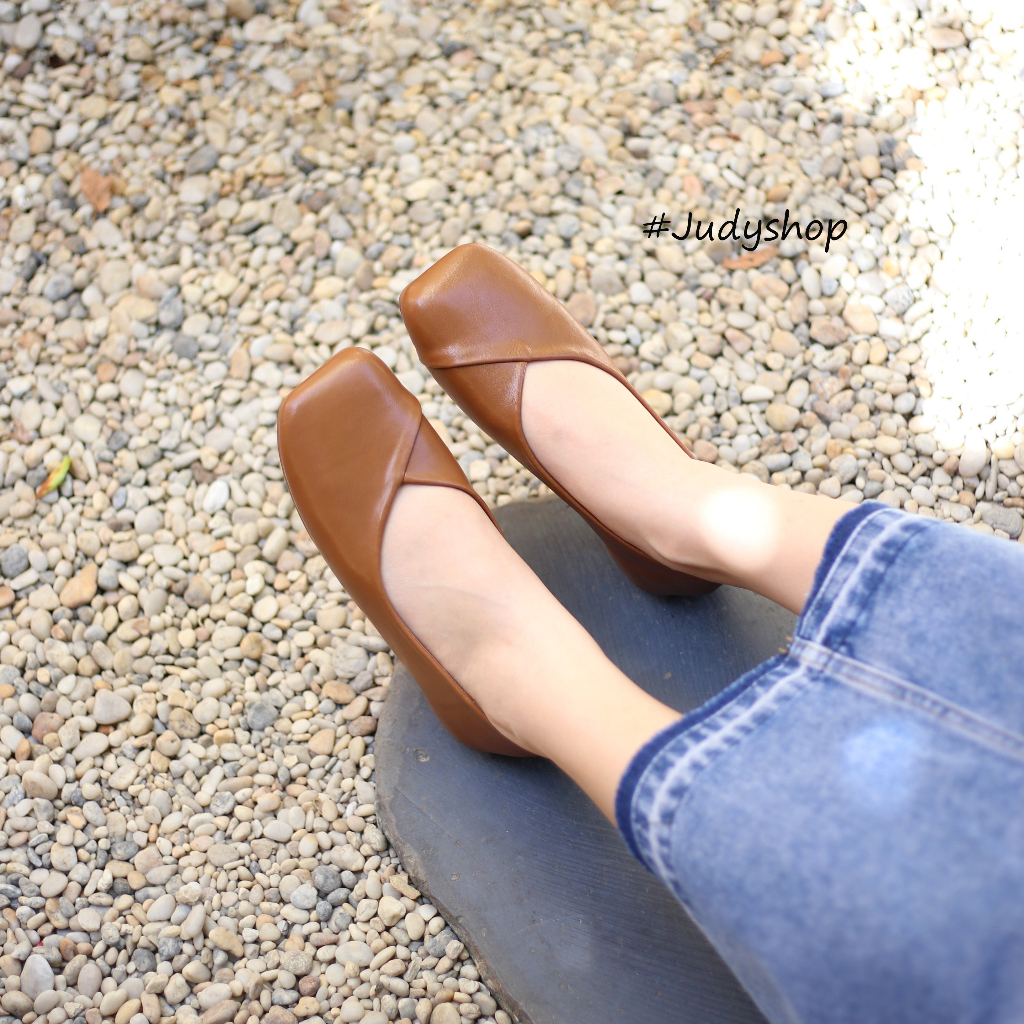 Giày Búp Bê - Giày Bệt MEIBAIYI Mũi Vuông Chỉ Xéo Da Mềm Êm Chân QCCC FULL BOX