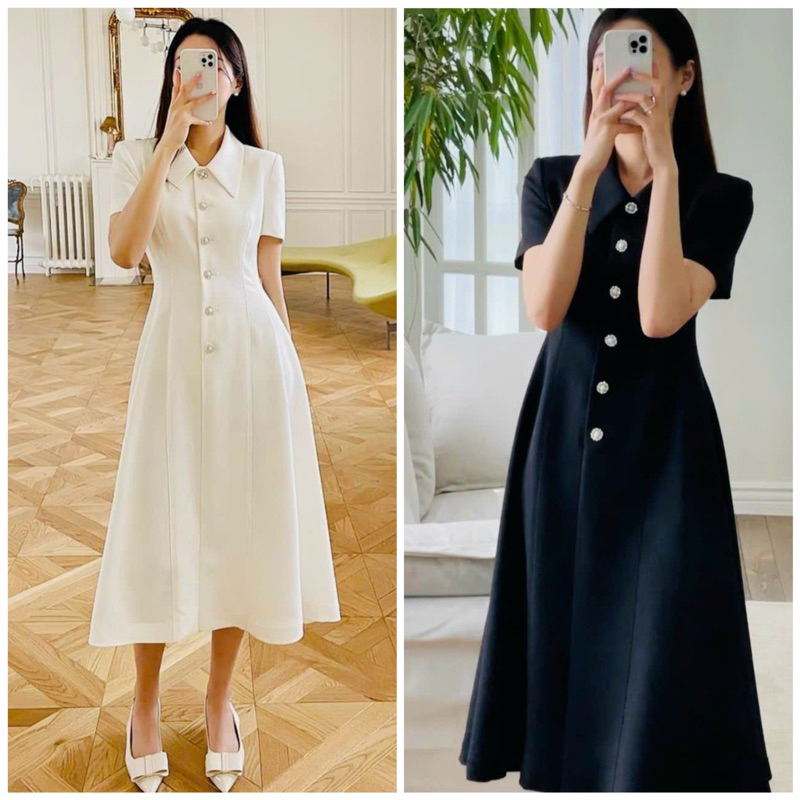 Đầm sơ mi nút ngọc 3 màu (kèm hình thật)