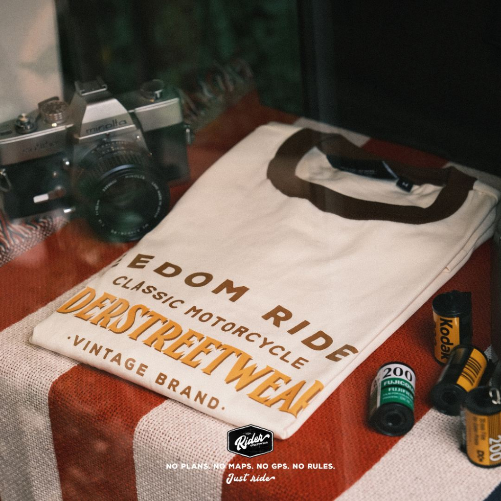 Áo thun Freedom Riders Tee phối bo viền cổ điển dành cho nam nữ - Rider Streetwear