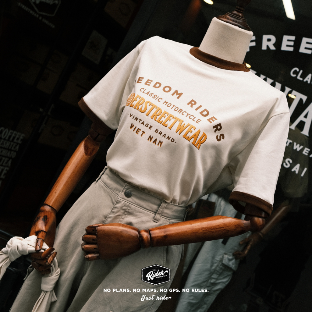 Áo thun Freedom Riders Tee phối bo viền cổ điển dành cho nam nữ - Rider Streetwear