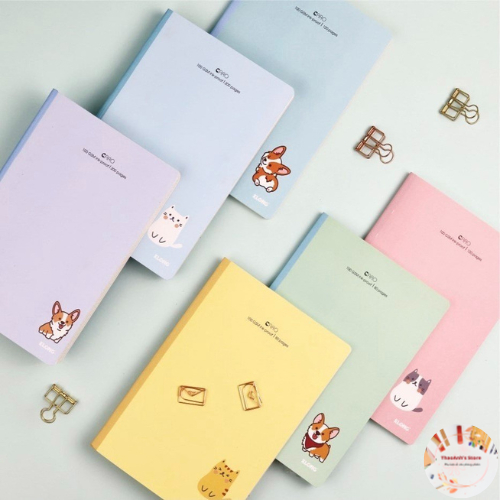 Vở Caro B5 80tr, 120tr, 200tr Klong, vở may dán gáy, sổ caro bìa màu pastel siêu xinh