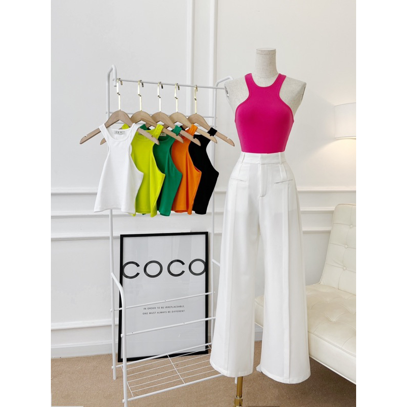 Áo Ba Lỗ Croptop Cách Điệu Nhiều Màu Trẻ Trung
