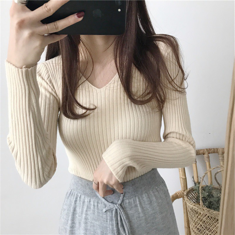 Áo len tăm cổ tim dài tay 247plus - Aolencotim857_P6K12