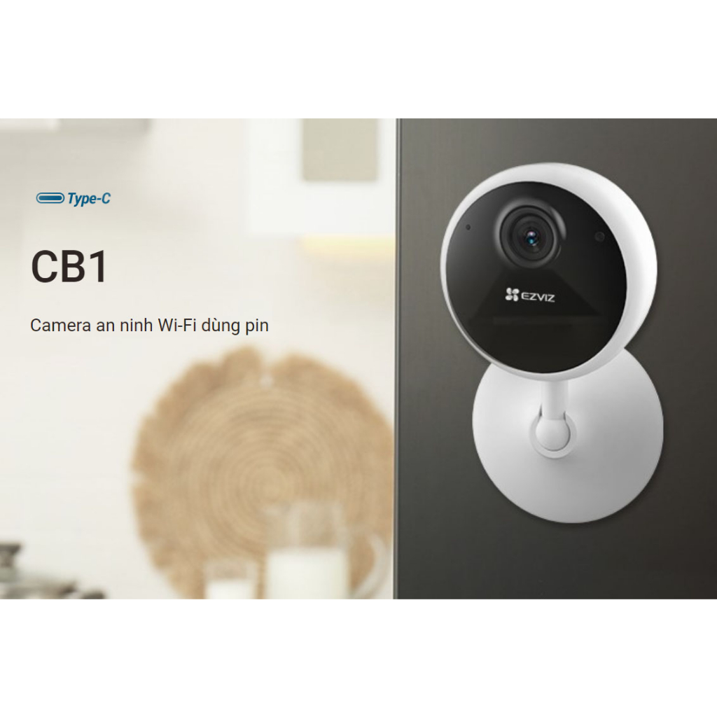Camera wifi dùng pin trong nhà Ezviz CB1 Full HD 1080p, đàm thoại 2 chiều, quay đêm hồng ngoại, pin 1600mAh, chính hãng
