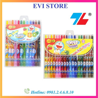 Bút sáp vặn colokit doraemon tcr-c04/do / trc-c05/do - sáp vặn thiên long trc04 / trc05 12/18 màu