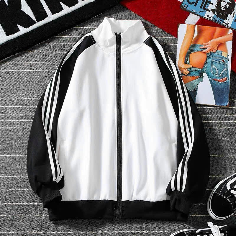 Áo Khoác Nam Nữ Unisex Chất Vải Mềm Mịn Họa Tiết 3 Sọc Không Nón Phối Khóa Kéo Tiện Lợi Hot Trend