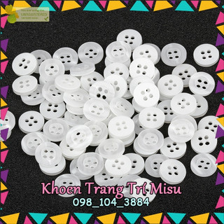 , kho phụ liệu quần áo set 50 nút áo sơ mi 1.2cm , cúc nhựa 4 lỗ, cúc sơ mi 2 da