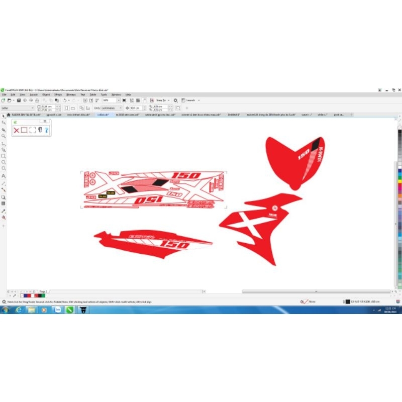 tem rời exciter 150 đỏ trắng