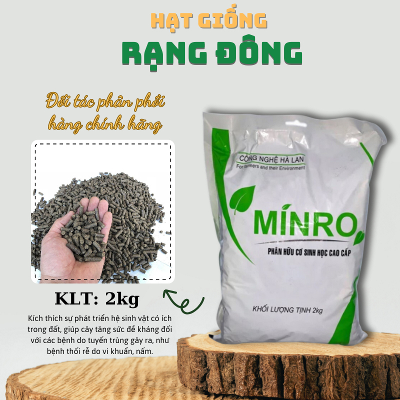 Phân bón Hữu Cơ Sinh Học Minro (túi 2kg) - tốt cho mọi giai đoạn rau củ quả trồng chậu - Hạt giống Rạng Đông