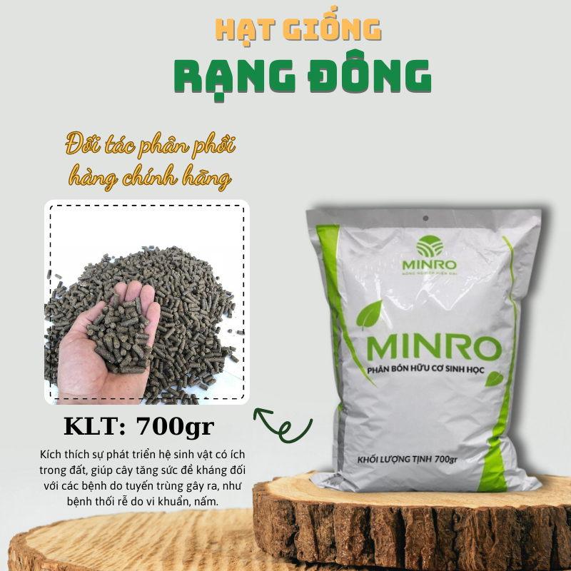 Phân bón Hữu Cơ Sinh Học Minro (túi 700gr) - tốt cho mọi giai đoạn rau củ quả trồng chậu - Hạt giống Rạng Đông