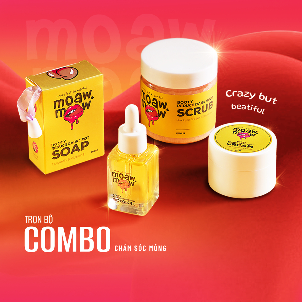 Scrub tẩy tế bào chết, giảm thâm body mông đầu gối MOAW MOAW khoáng chất muối hồng giúp mông sáng da mịn màng 250g