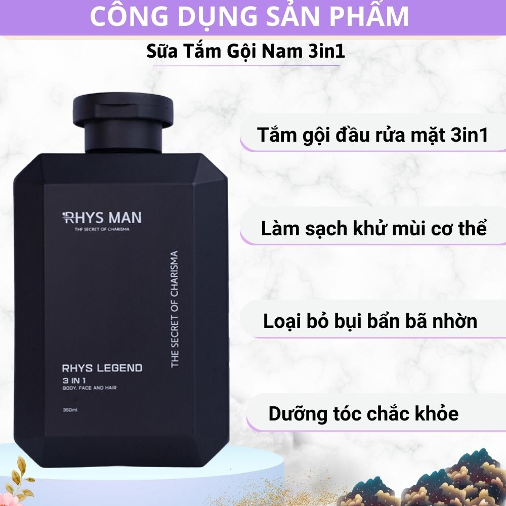 Sữa Tắm Gội Nam 3 in 1 Rhys Man Chính Hãng 350ml St Hương Nước Hoa Thơm Lâu Tắm Gội Đầu Rửa Mặt Trắng Da Toàn Thân