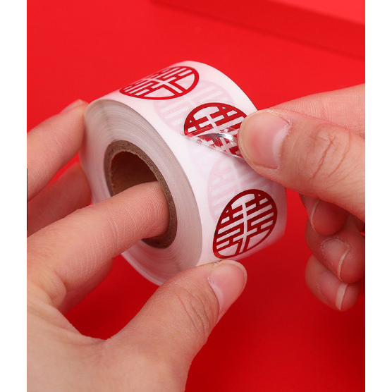 Cuộn 500 Decal chữ Song Hỷ, Tem Dán Chữ Song Hỷ Trang Trí Đám Cưới