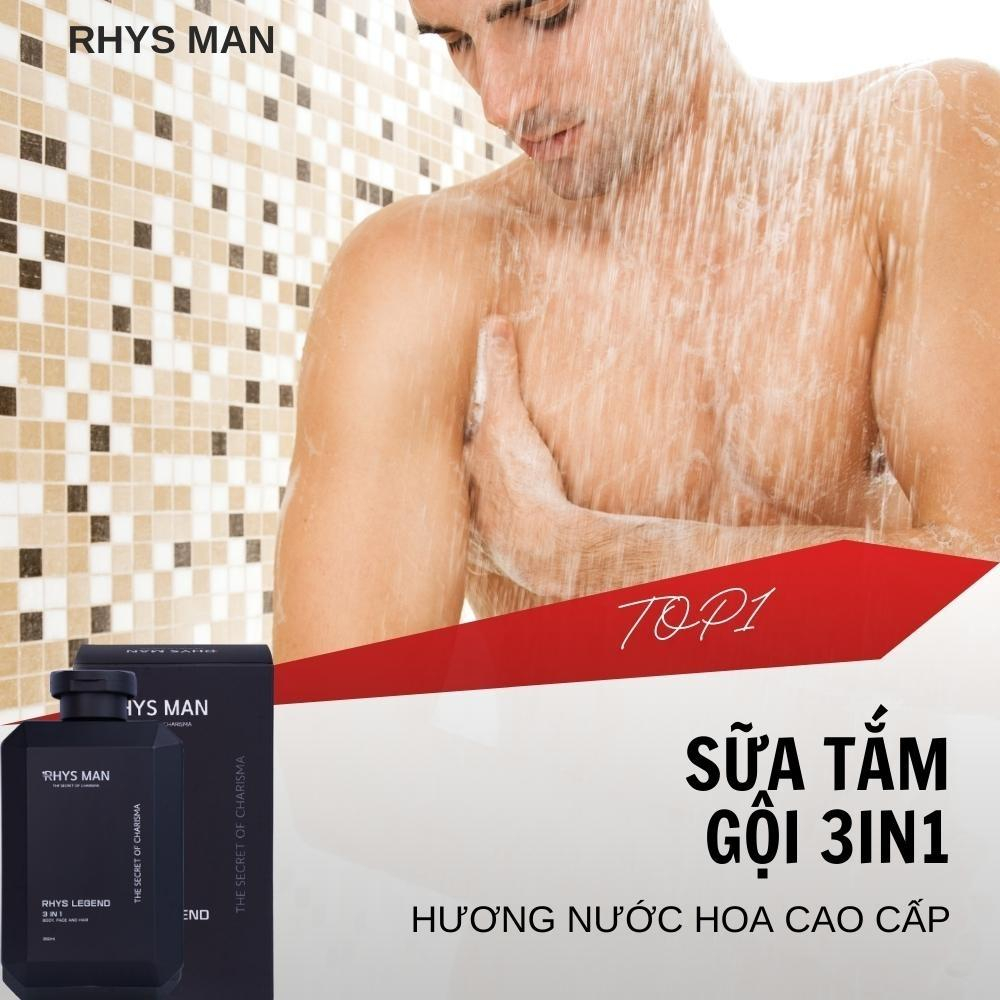 Sữa Tắm Gội Nam 3 in 1 Rhys Man Chính Hãng 350ml St Hương Nước Hoa Thơm Lâu Tắm Gội Đầu Rửa Mặt Trắng Da Toàn Thân
