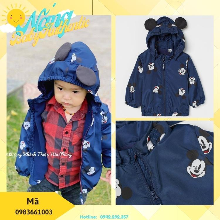 Áo Khoác Gió Thu Đông Họa Tiết Mickey Cho Bé Trai, Bé Gái SĂN SALE Hờ Mờ