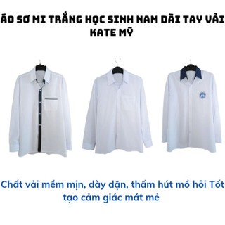 Áo sơ mi trắng học sinh nam vải Kate Mỹ