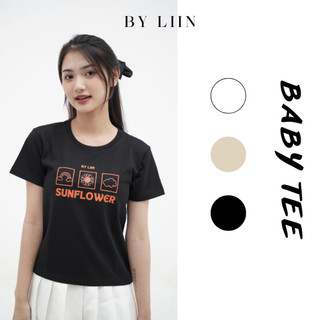 Áo Thun Baby Tee BY LIIN Form Fit Local Brand 100% Cotton Cao cấp 2 Chiều BST "SUNFLOWER DREAMS" - Mẫu FLOWER CAM