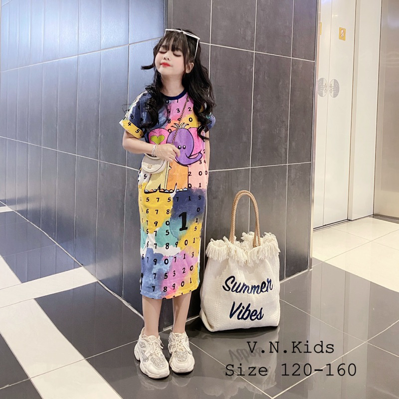 Váy loang số chú Voi đáng iu cho Bé size đại 18kg-43kg