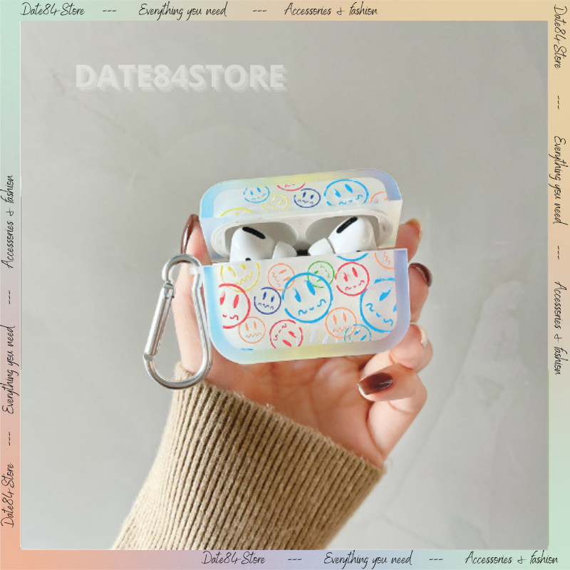 Vỏ đựng ốp case airpod hình mặt cười cho tai nghe không dây bluetooth airpod 1/2/3 pro Date84store