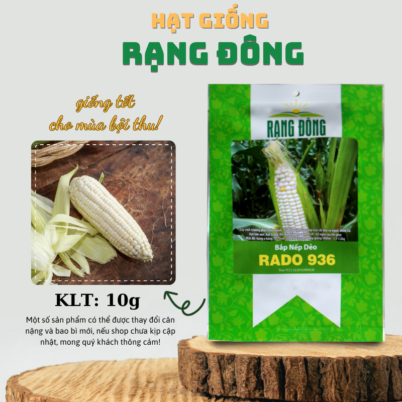 Hạt giống Bắp Nếp Trắng Dẻo dễ trồng, trái thơm, ngọt, chắc, dẻo (gói 10 gr) - Hạt giống Rạng Đông