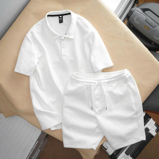  Quần+ Áo   Bộ xốp  nam nữ tay ngắn có thể giặt bằng máy mùa hè cúc bấm menswear BH30 