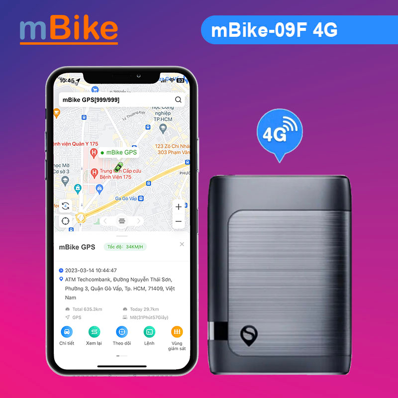 Định Vị Không Dây mBike-09F, Nghe Âm Thanh, Miễn Phí Ứng Dụng Trọn Đời