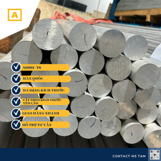 Nhôm cây tròn cắt lẻ phi 70 - 70mm hàn quốc a6061-t6 / nhôm tròn đặc d70
