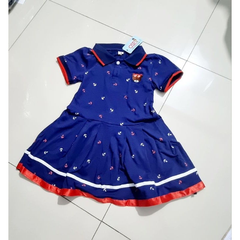 Váy polo bé gái vải cotton 4c họa tiết mỏ neo xinh xắn