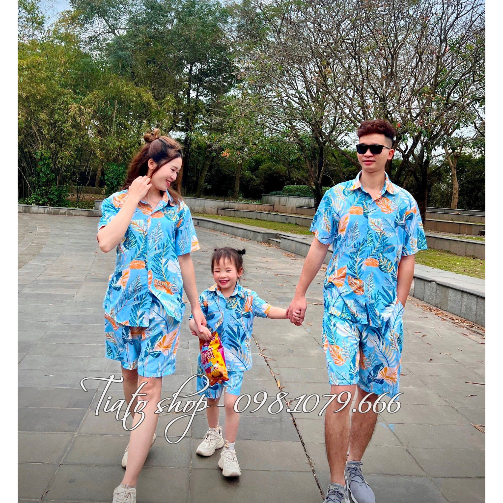 Bộ đồ cộc tay bé trai mùa hè, bé gái, thời trang đi biển