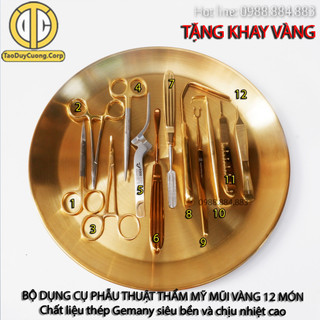 Bộ dụng cụ phẫu thuật thẩm mỹ mũi mạ vàng gemany tặng khay vàng khi mua trọn bộ 10 đến 12 món