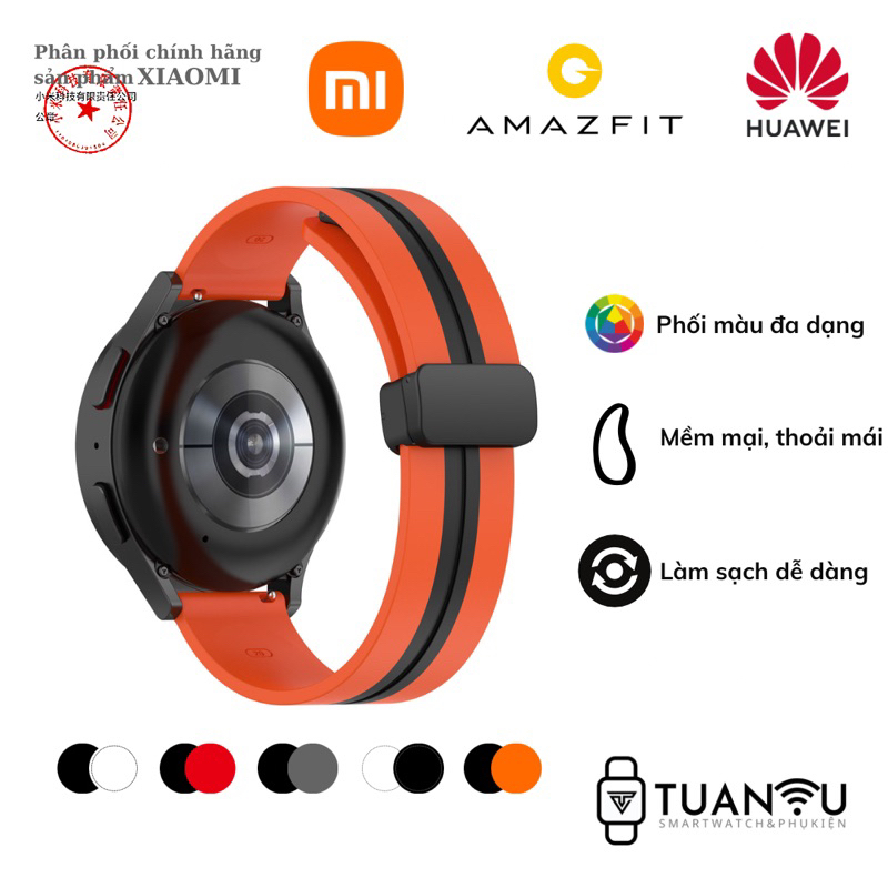 DÂY ĐEO ĐỒNG HỒ THÔNG MINH_Dây đeo silicone phối màu khoá nam châm 20mm 22mm