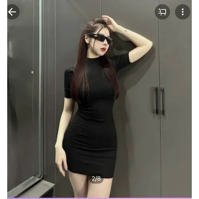 Váy ôm body cổ cao dáng ngắn
