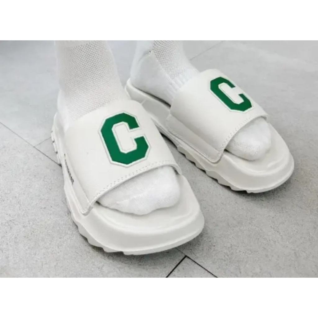 Dép quai ngang nam nữ chữ C logo thêu chữ C nam nữ đế đúc bánh mỳ độn chiều cao 5cm hottrend 2023