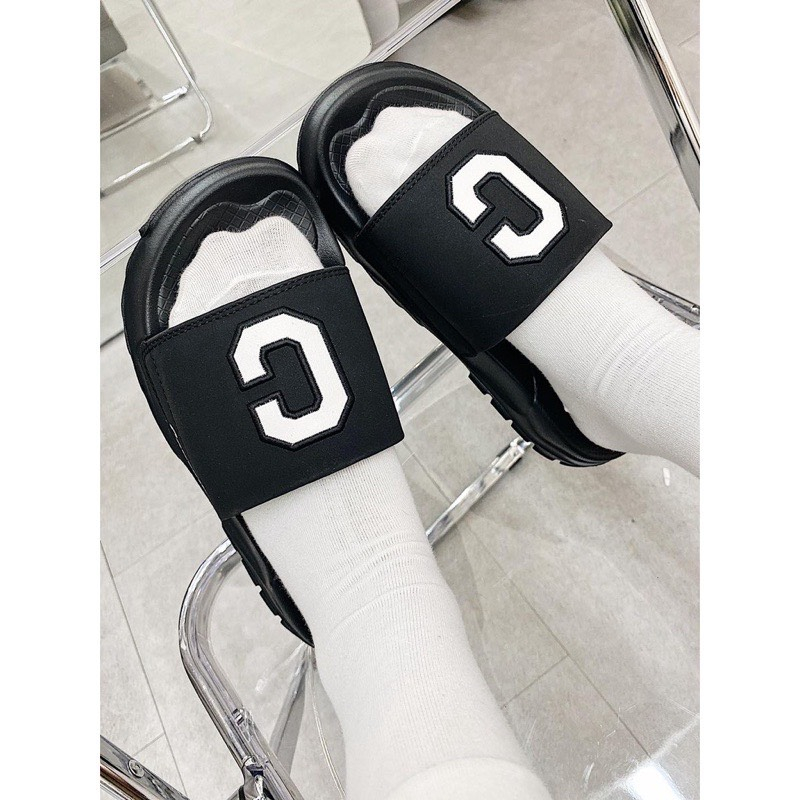 Dép quai ngang nam nữ chữ C logo thêu chữ C nam nữ đế đúc bánh mỳ độn chiều cao 5cm hottrend 2023