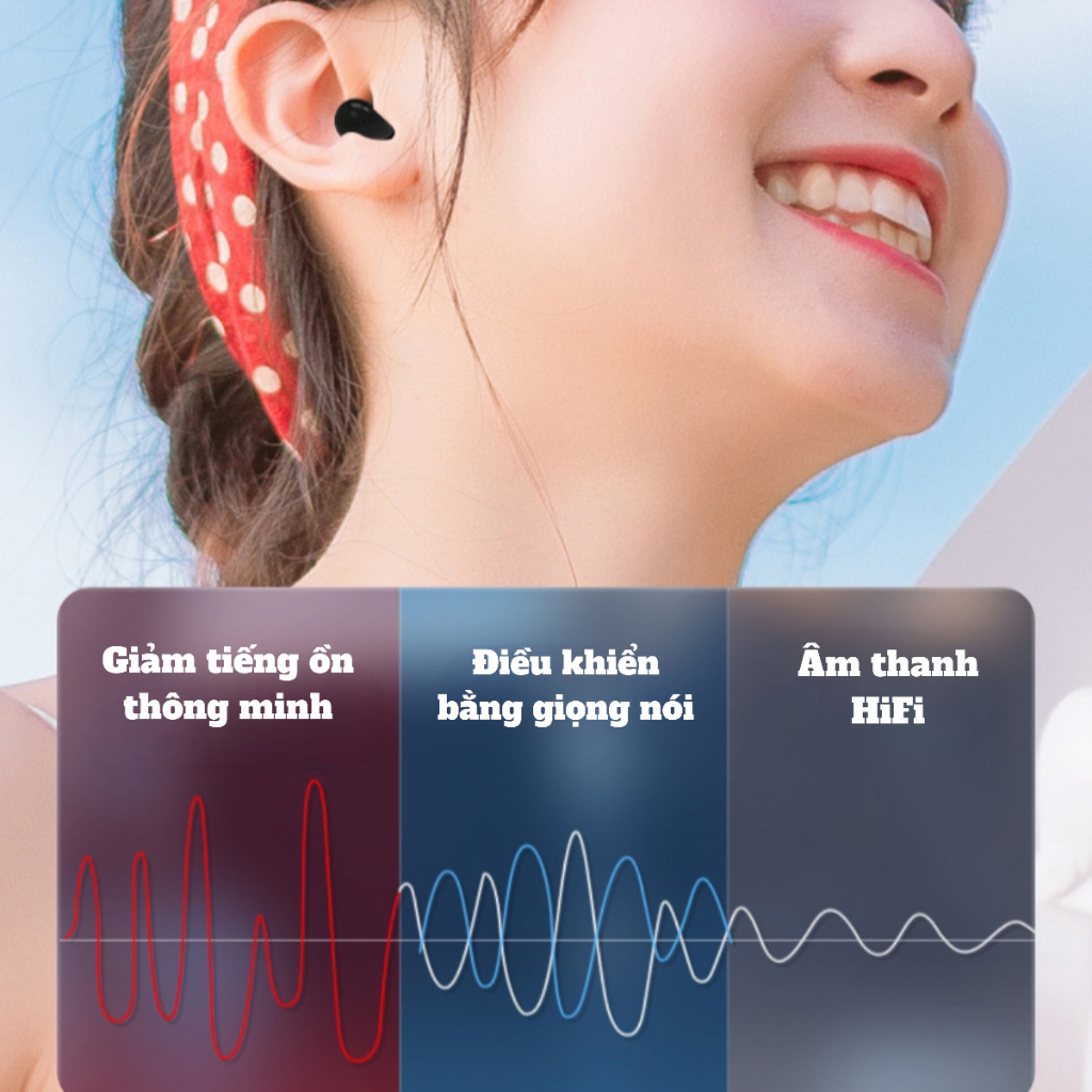 Tai Nghe mini SK18 bluetooth 5.3 mẫu mới pin trâu, chống ồn, âm thanh HIFI, kèm mic đam thoại to rõ