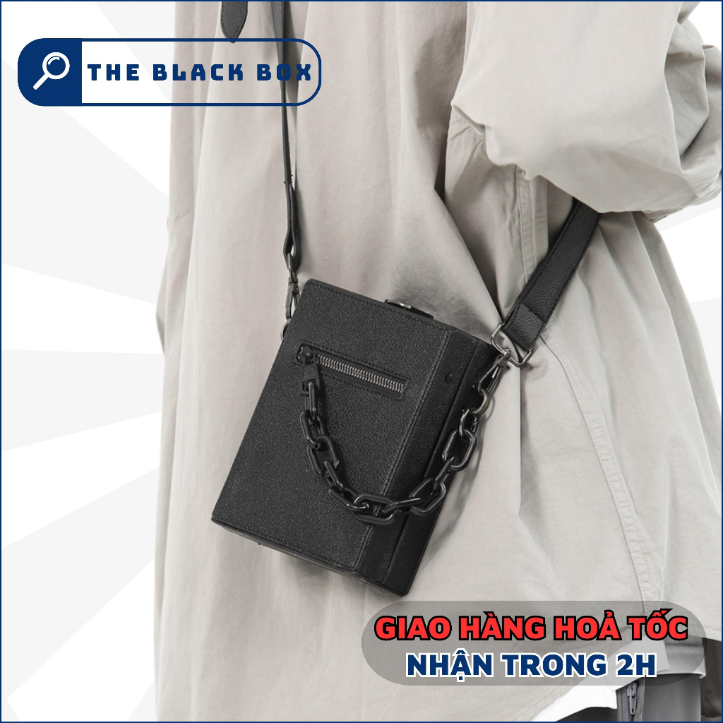 Túi Đeo Chéo Nam Nữ Da PU Dạng Hộp Chữ Nhật Mini Phong Cách 2023 Thời Trang, Kèm Dây Xích Phong Cách - H7 Dáng Đứng