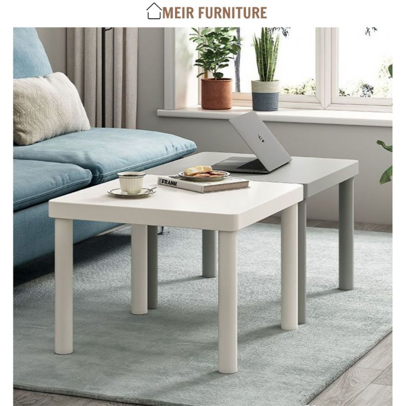 Bàn trà chân sắt tròn mặt bàn dày 25mm decor không gian kiểu hàn xinh xắn thương hiệu MEIR - C110