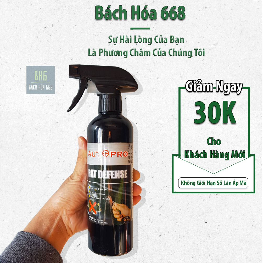 Xịt chống chuột AutoPro 500ml ô tô xe máy ,bảo vệ chi tiết điện, dây điện trong xe khỏi sự cắn phá của chuột