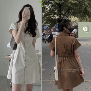 Váy Sơ Mi Frsz Dáng Ngắn Cổ Bẻ Chất Thô Kiểu Dáng Đơn Giản Dễ Mặc Có Chun Sau Lưng Phù Hợp Mọi Lứa Tuổi Nvn.Store