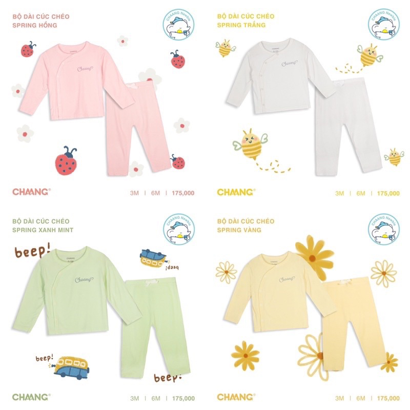 Chaang Bộ dài tay sơ sinh cúc chéo Spring