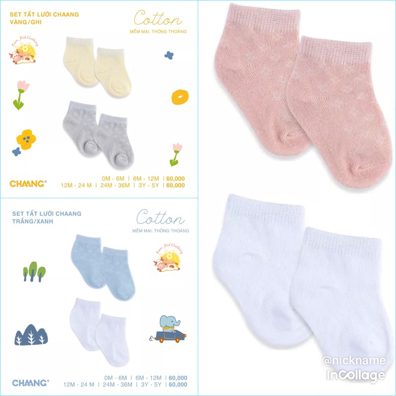Chaang set 2 đôi tất lưới cho bé SS2023
