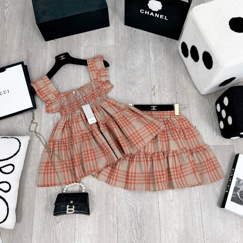 Bigsize 55-90kg sét váy kẻ siêu xinh