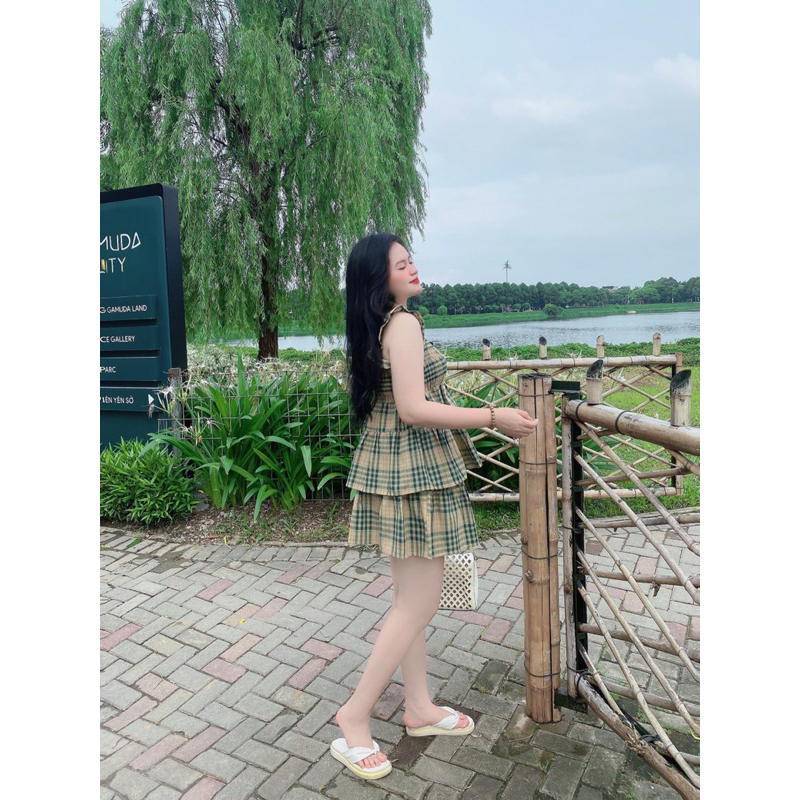 Bigsize 55-90kg sét váy kẻ siêu xinh
