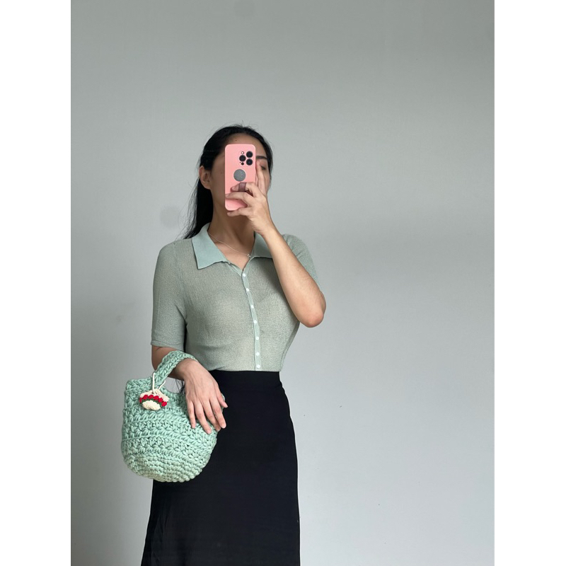 Túi đan sợi vải bông Nhật Bản xinh xắn boho mùa hè thích hợp đi biển