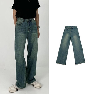 Quần jean ống rộng unisex nam nữ màu xanh sea wash tf10