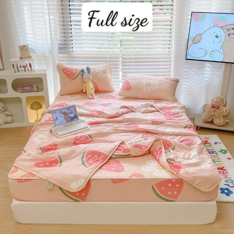 Sét Chiếu Điều Hòa Kèm Chăn Họa Tiết Siêu Mềm Mịn